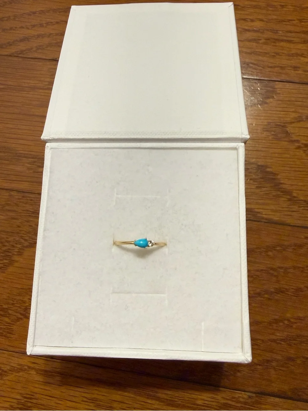 Mejuri 14k Gold Ring with Turquoise Teardrop and White Sapphire